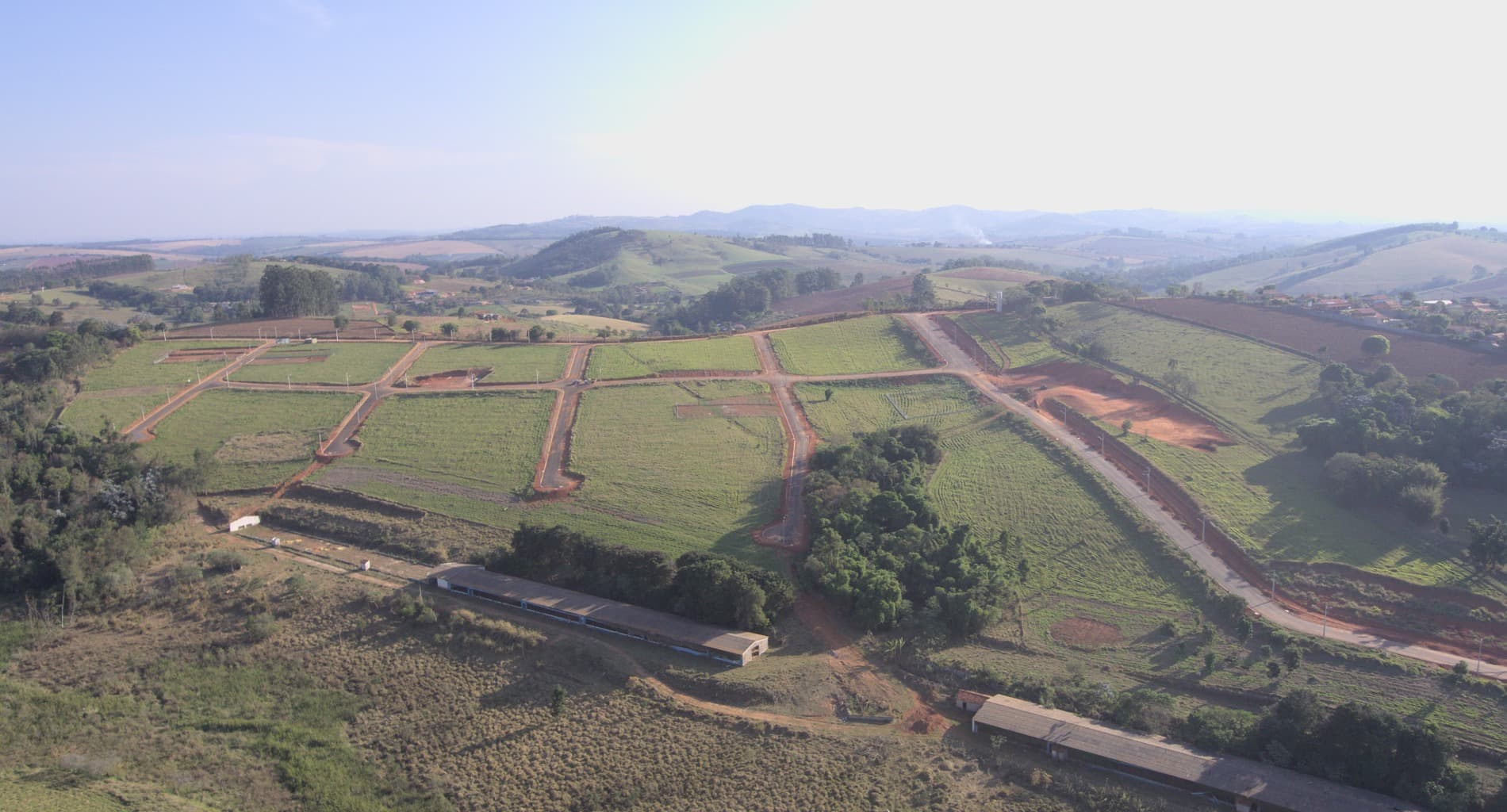 Vista aérea do Rancho Terra Nova em Tuiuti-SP.